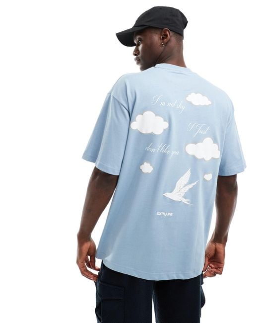 Sixth June Blue Cloud 9 Loose Fit T-shirt for men