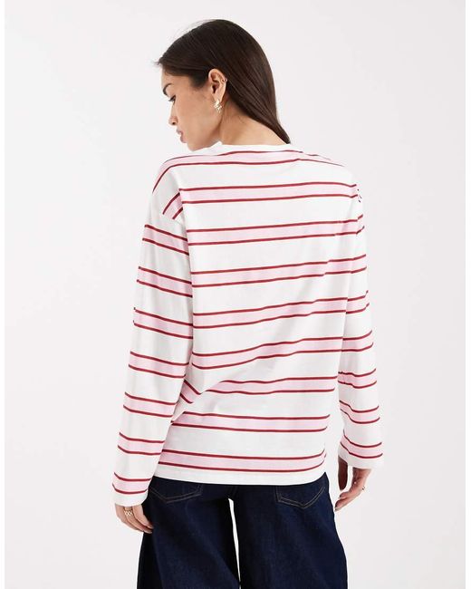 Pieces White Oversized Rugby Stripe Long Sleeve T-shirt