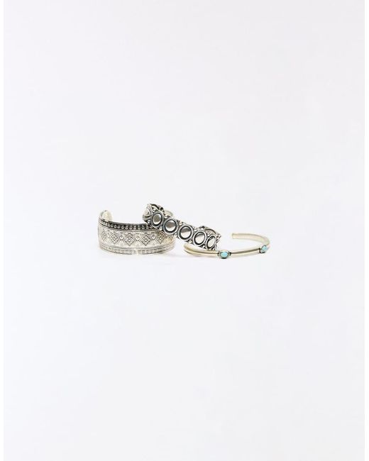 Bershka Set Van 3 Boho Armbanden in het White