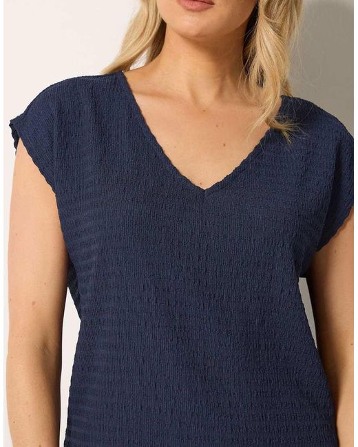 Long Tall Sally Blue Textured Top