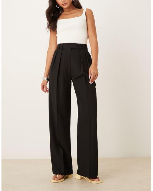 Pantalones De Sastre Negros De Pernera Ancha Con Pinzas De ASOS de color Black