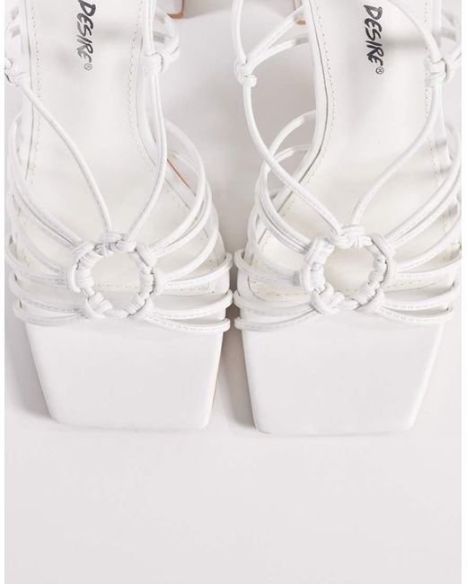 Public Desire White Misty Tie Leg Block Heeled Sandals