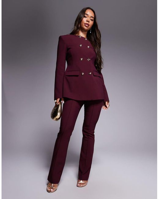 Pantalones De Sastre De Corte Acampanado De -Marrón ASOS de color Purple