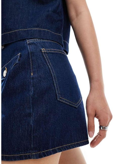ASOS Blue Denim Short With Patch Pocket Flaps Co-ord
