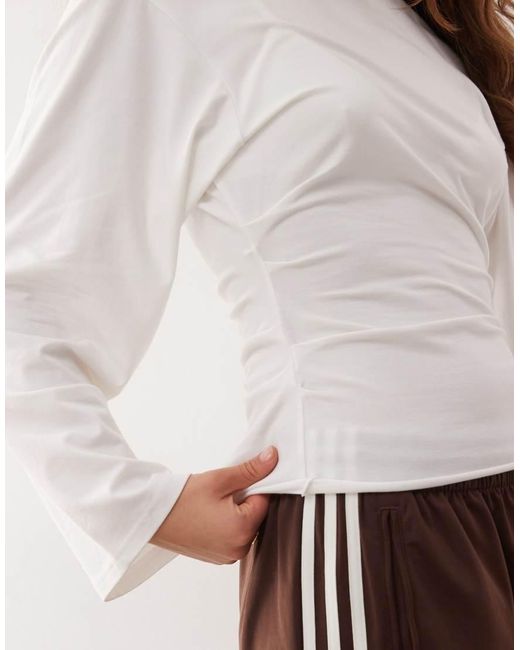 Weekday White Cinched Waist Long Sleeve T-Shirt