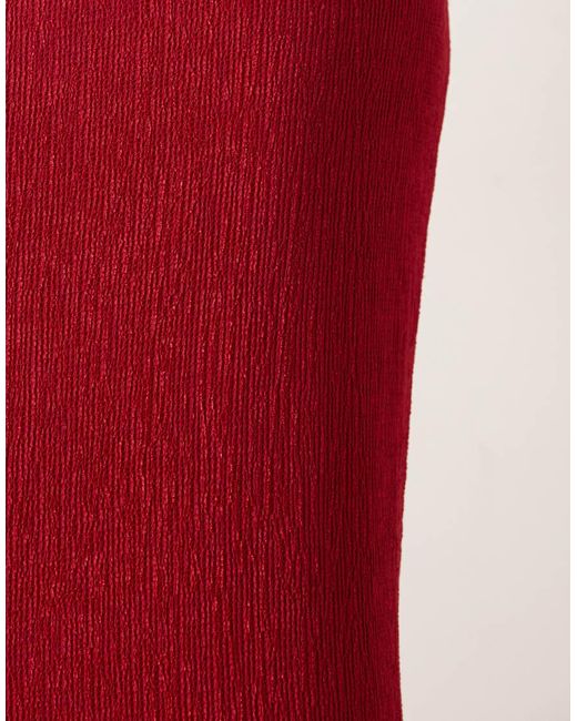 Falda Larga Roja Con Acabado Rugoso Evalina De (Parte De Un Conjunto)-Rojo Pretty Lavish de color Red