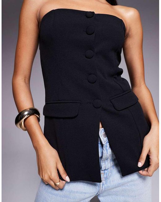 Brave Soul Elegant Bandeau-Gilet in het Black