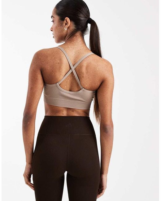 Adidas Originals White Adidas Training Essentials Knitted Light Support Sports Bra