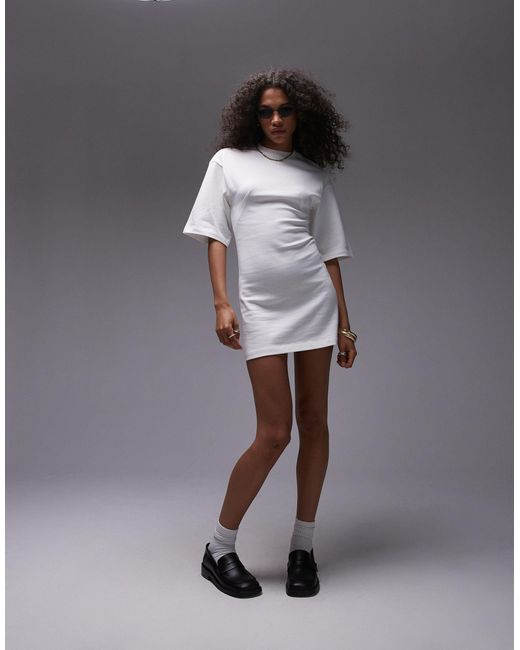 TOPSHOP Gray Premium Seamed T-shirt Mini Dress