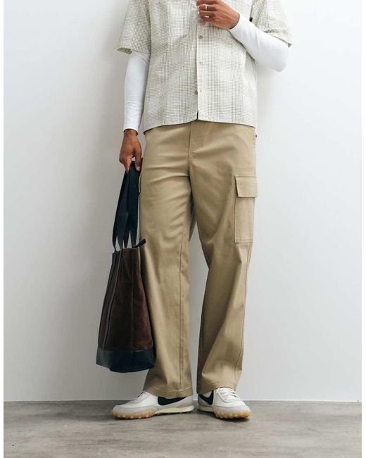 Only & Sons White Fade Loose Fit Cargo Trousers for men