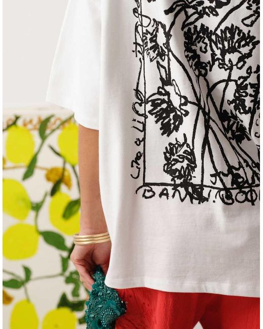 TOPSHOP White Graphic Bradley.b Back Print T-shirt