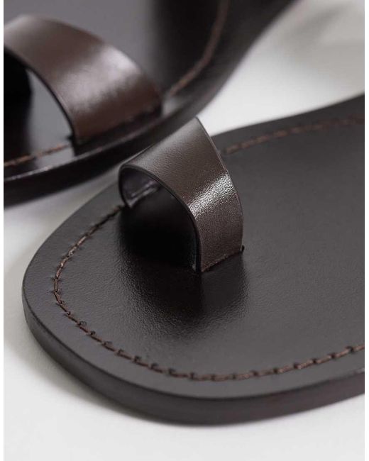 Mango Metallic 100% Leather Flat Sandals With Toe Detail