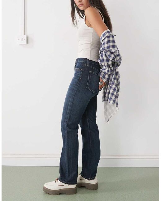 Weekday Blue Laika Mid Waist Straight Leg Jeans