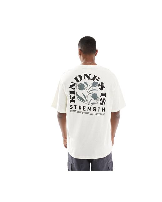SELECTED White Oversized T-shirt With Kindness Is Strength Backprint for men