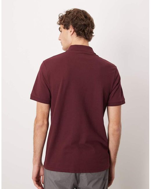 Polo Burdeos Básico De Piqué De -Rojo ASOS de hombre de color Red