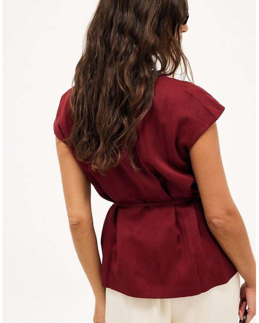 NA-KD Red Belted Wrap Top
