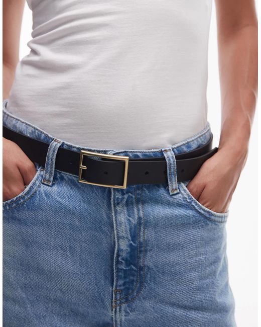 Levi's Blue Rectangle Buckle Leather Belt