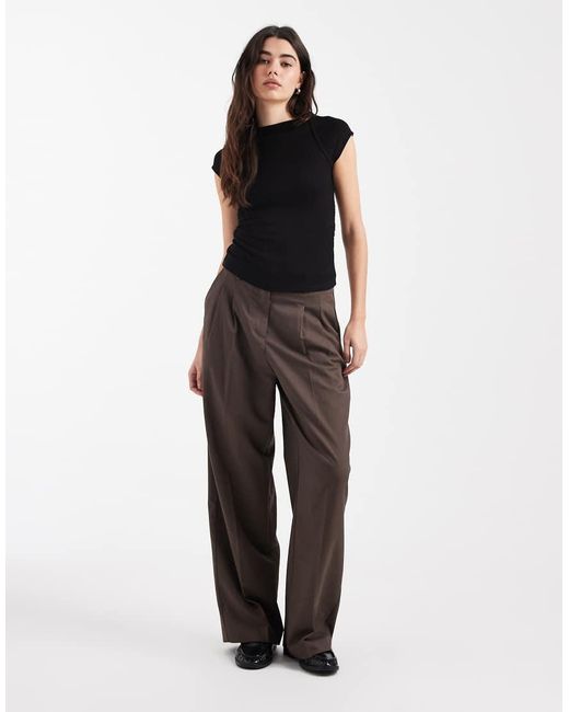 ASOS Black Ribbed Boat Neck T-shirt With Ruched Waist