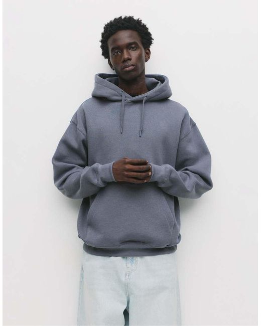 Felpa Con Cappuccio Basic Grigio di Pull&Bear in Blue da Uomo