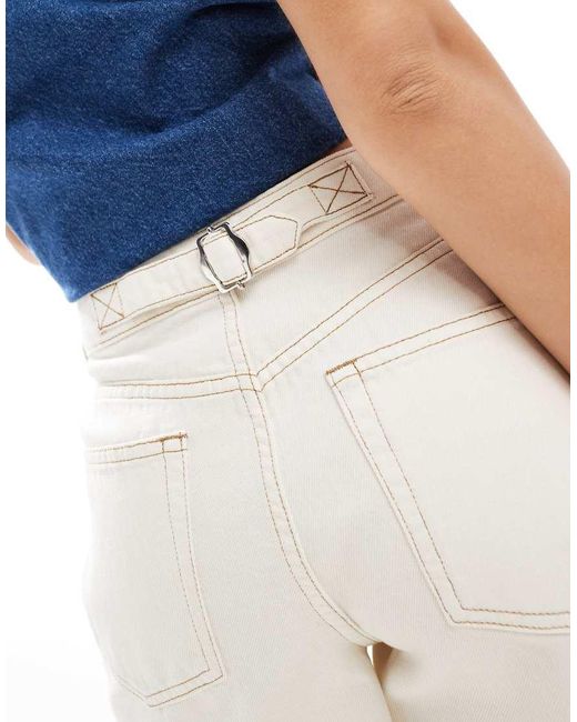 ASOS White Dad Denim Short With Cinch Back