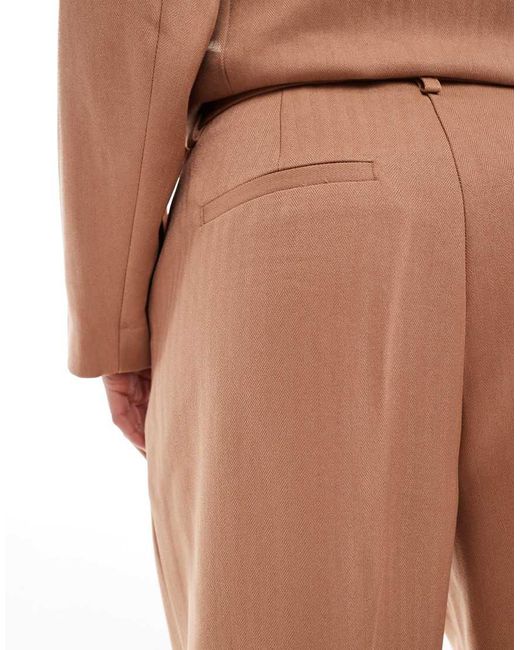 Vero Moda Natural Tailored Herringbone Wide Leg Co-Ord Trousers