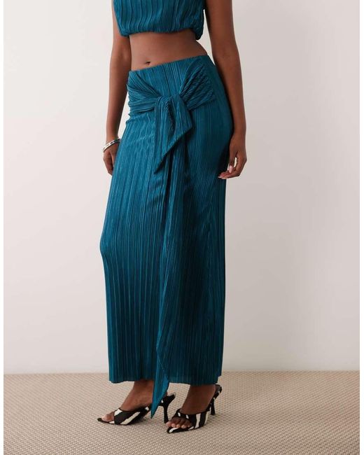 ASOS White Co-ord Plisse Maxi Skirt With Knot Belt Detail