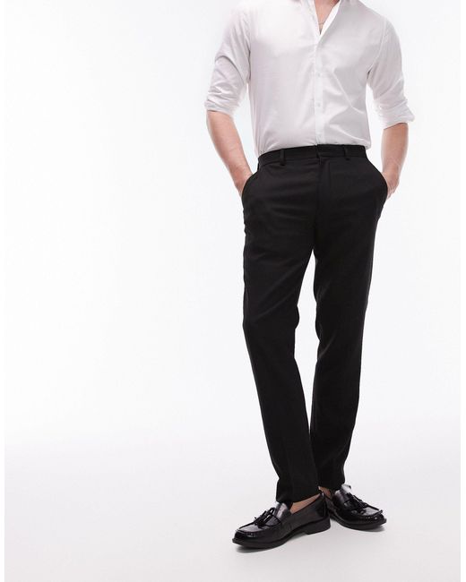 Topman Black Skinny Textured Suit Pants for men