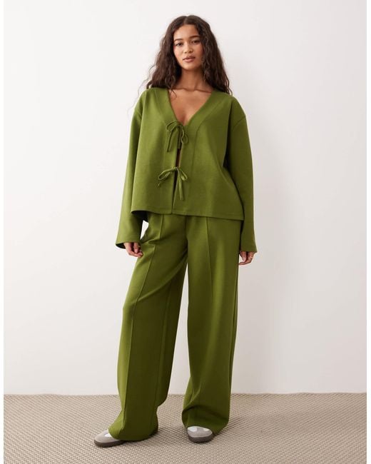 ASOS Green Co-ord Interlock Oversized Top With Bow Tie Detail