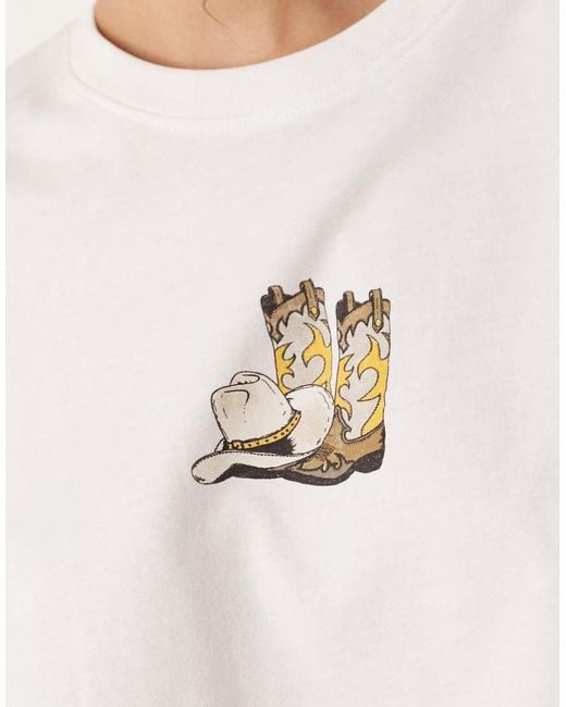 Camiseta Blanca Con Estampado De Vaquero De -Blanco JJXX de color White