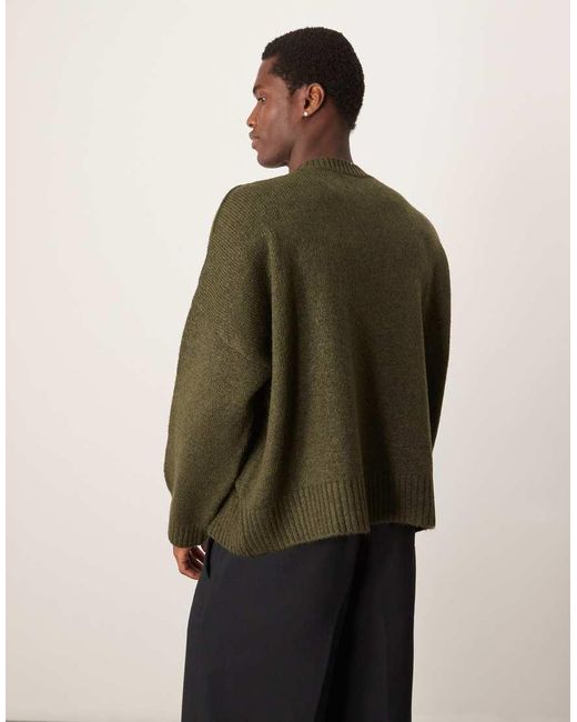 ASOS Green Super Oversized Boxy Fit Fluffy Knitted Jumper for men