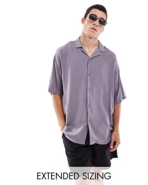 ASOS Jaren 90 Oversized Overhemd Van Viscose Met Reverskraag in het Purple voor heren