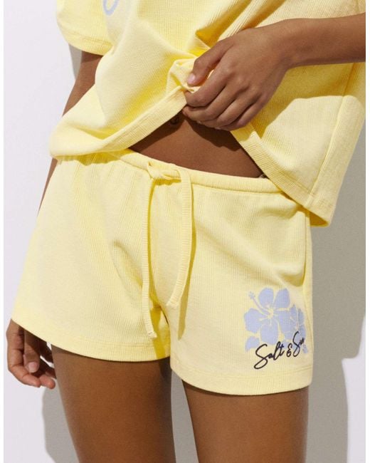 Short texturé à fleurs - clair Pull&Bear en coloris Metallic