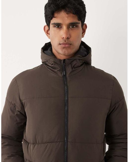 Blend Brown Hooded Puffer Jacket for men