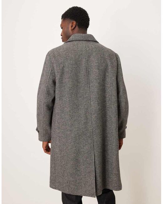 Mango Natural Wool Mix Herringbone Collared Overcoat for men