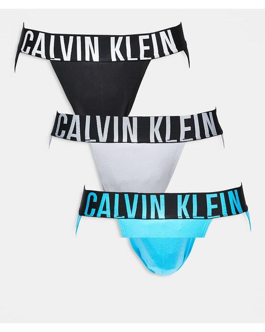 Pack De 3 Suspensorios De Color Gris, Negro Y Azul Intense Power De Calvin Klein de hombre de color Blue