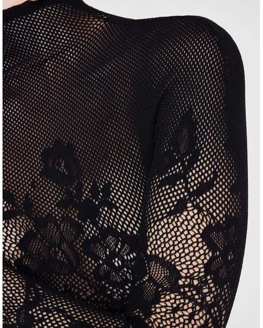 Calzedonia Black Liberty Floral Fishnet Top