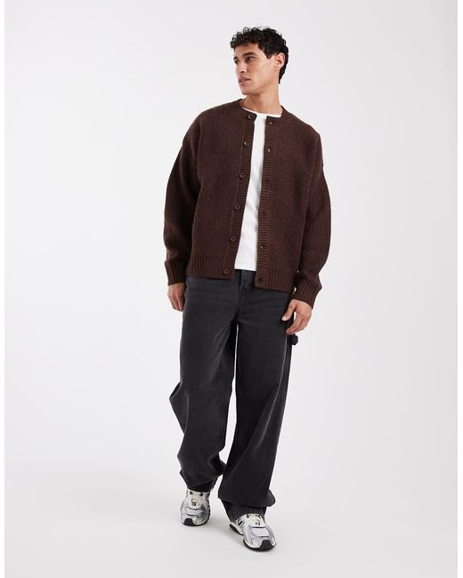 Jack & Jones Brown Crew Neck Cardigan for men