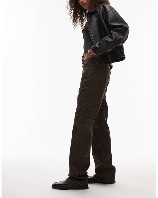 AllSaints Black Haldan Leopard Slim Bootcut Jeans