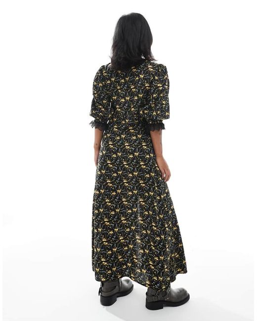 Miss Selfridge Multicolor Lace Trim Button Through Maxi Dress
