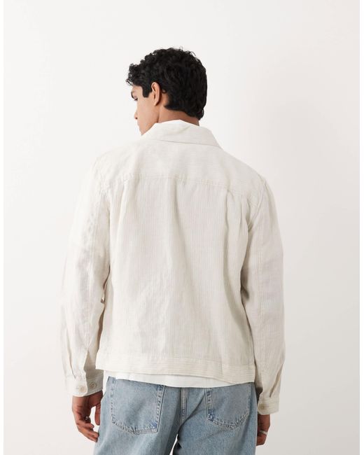 Mango Natural Button Up Striped Overshirt for men