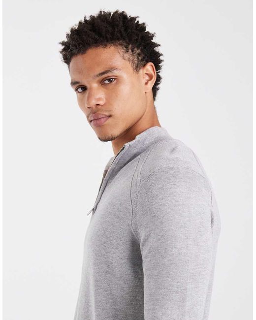 Sudadera De Vestir Claro Con Media Cremallera De River Island de hombre de color Gray