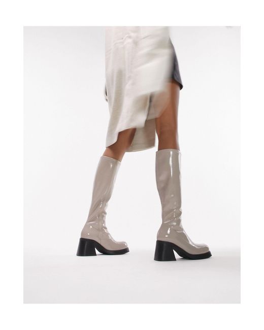 Maisie - bottes hauteur genou à talon carré - cassé TOPSHOP en coloris White