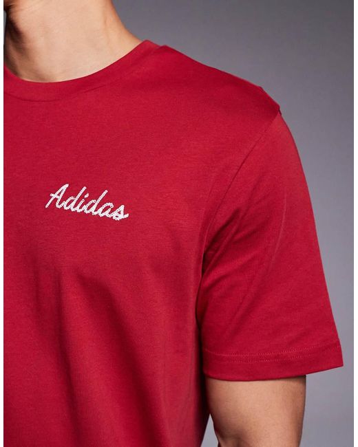 Adidas Originals Red Adidas Training T-Shirt With Bowling Graphic Back Print for men