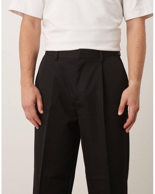 ASOS Black Smart Oversized Tapered Fit Trousers for men