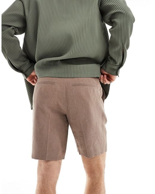 River Island Green Linen Look Shorts for men