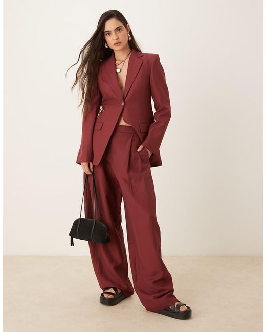 Mango Red Capsule Linen Mix Wide Leg Trouser Co-ord