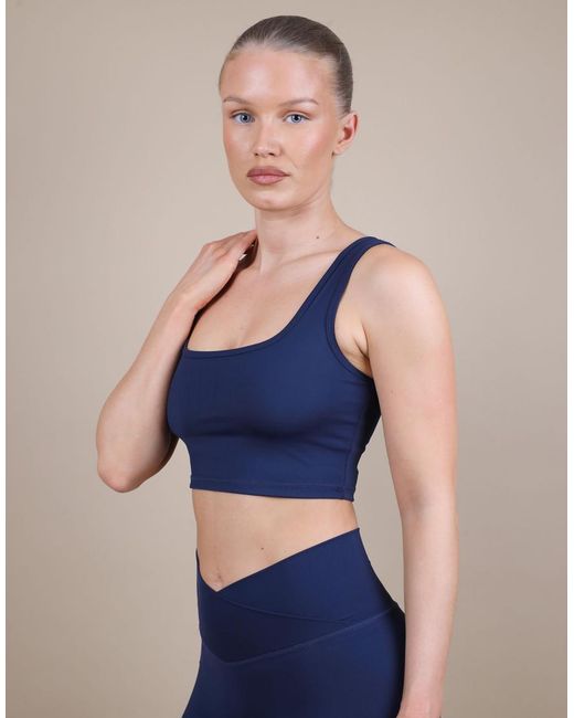 SIMMI Blue Square Neck Cropped Tank Top