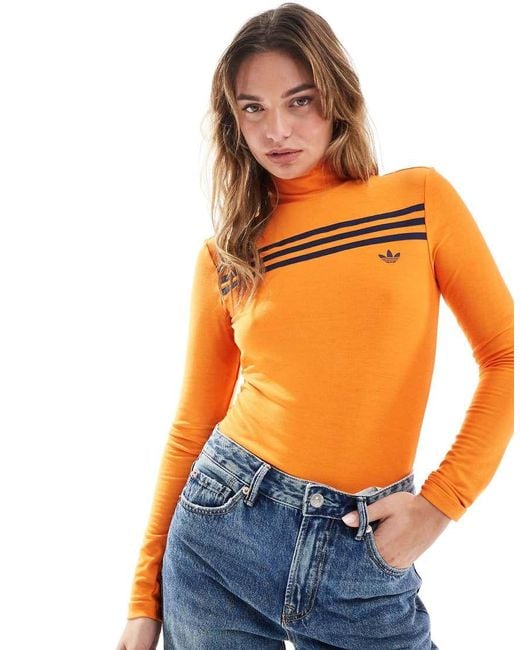 Adidas 3 stripe orange crop hoodie sale