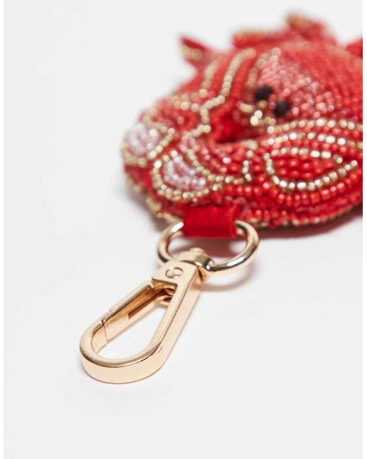 Charm Per Borsa A Forma Di Granchio Con Perline di ASOS in Red