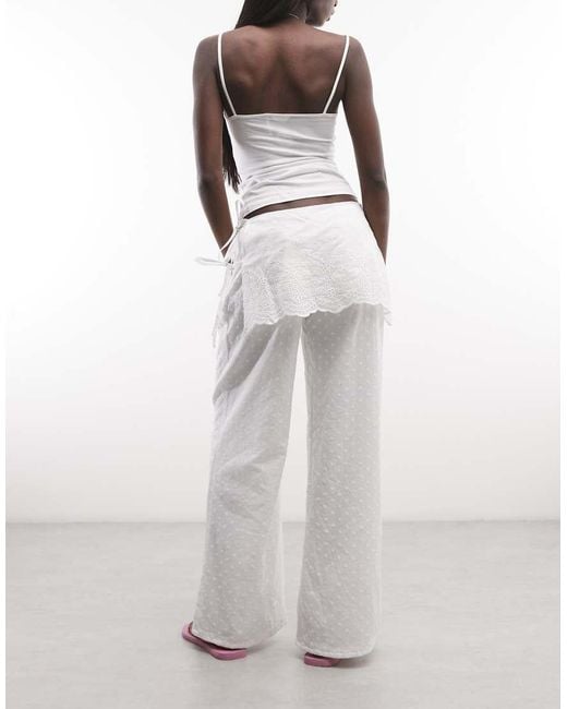Daisy Street White Boho Straight Leg Pants With Skirt Overlay